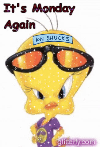 Tweety Wearing Sunglasses And A Sign That Says Aw Shucks On It GIF