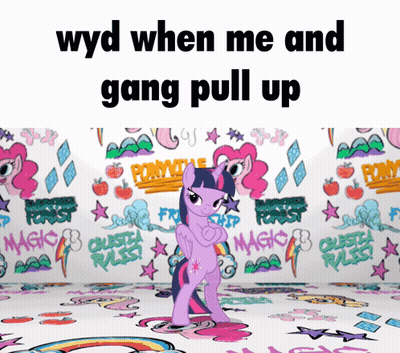 Twilight Sparkle From My Little Pony In Front Of Ponyville Wall GIF