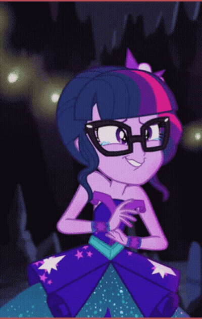 Twilight Sparkle In Glasses And Purple Dress GIF