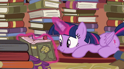 Twilight Sparkle Lying On Shelf Reading Book GIF