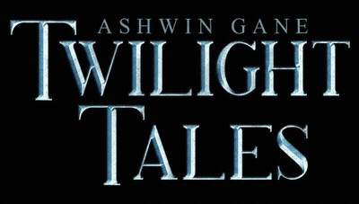 Twilight Tales By Ashwin Gane White Letters On Dark Background GIF