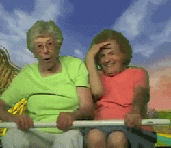 Twin Grannies At Theme Park GIF