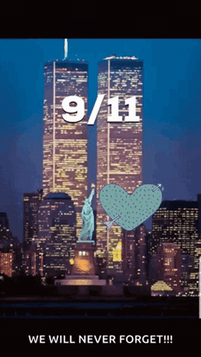 Twin Towers And Statue Of Liberty We Will Never Forget GIF