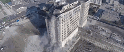 Twin Towers Falling Heartbreaking Aerial Shot GIF