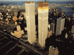 Twin Towers Falling Vanishing New York Landscape GIF