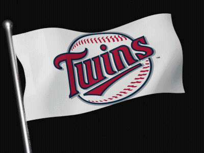 Twins Flag Waving On Black Background GIF