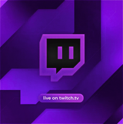 Twitch Logo On Purple Background Saying Live On Twitch.tv GIF
