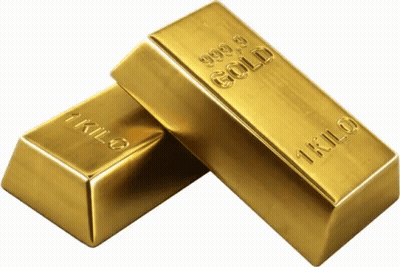 Two 1 Kilo Gold Bars Stacked On Top Of Each Other On A White Background GIF