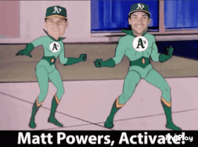 Two A's Baseball Players Dancing Matt Powers Activate GIF