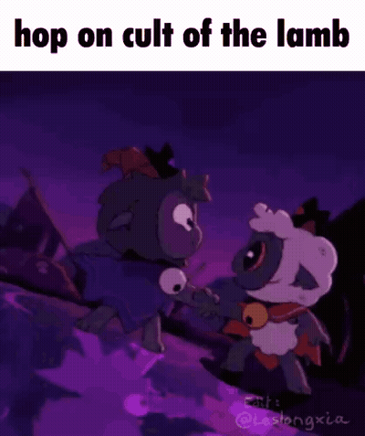 Two Animals Hop On Cult Of The Lamb GIF