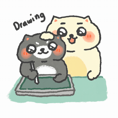 Two Animals With Word Drawing GIF