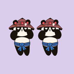 Two Animated Dancing Panda Wearing Native Hats GIF