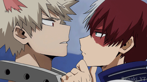 Two Anime Characters Are Looking At Each Other With The Watermark Renaki_yt On The Bottom GIF