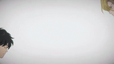 Two Anime Characters Are Looking At Each Other With Their Eyes Closed GIF