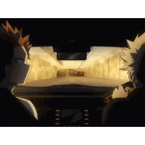 Two Anime Characters Are Sitting In A Car And Looking At Each Other Sticker