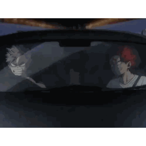 Two Anime Characters Are Sitting In A Car And One Of Them Is Pointing At The Other . Sticker