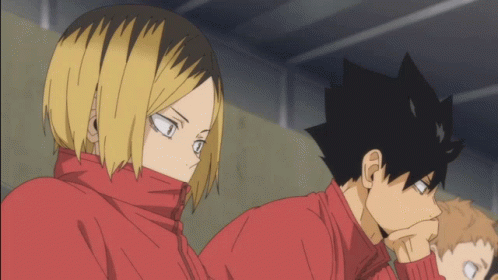 Two Anime Characters Are Sitting Next To Each Other And One Has A Red Jacket On GIF