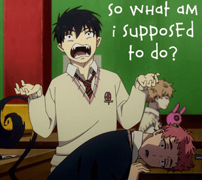 Two Anime Characters Are Standing In Front Of A Blackboard That Says So What Am I Supposed To Do GIF