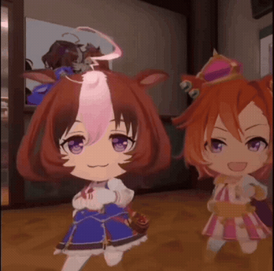 Two Anime Characters Are Standing Next To Each Other And One Has A Crown On Her Head GIF