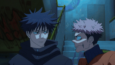 Two Anime Characters Are Standing Next To Each Other And One Has A Pink Hair GIF