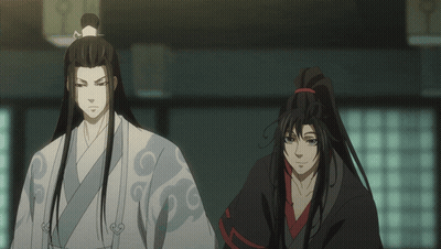 Two Anime Characters Are Standing Next To Each Other And One Has A Ponytail GIF