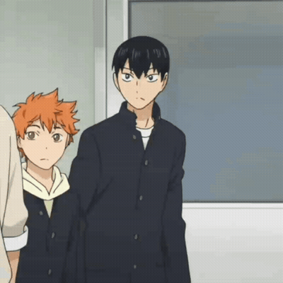 Two Anime Characters Are Standing Next To Each Other GIF