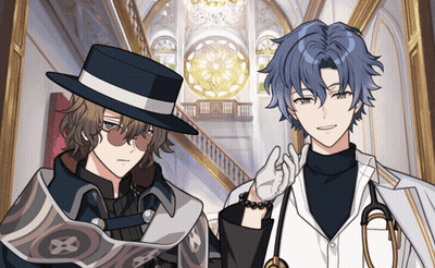 Two Anime Characters Are Standing Next To Each Other GIF