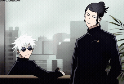 Two Anime Characters Are Standing Next To Each Other With Goku-Z.tumblr.com In The Upper Left Corner GIF