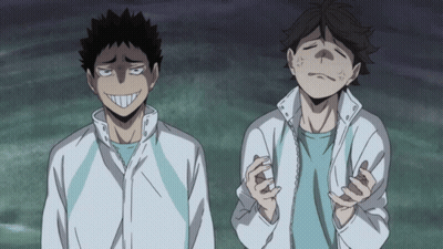 Two Anime Characters Are Standing Next To Each Other With One Making A Face GIF