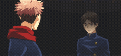 Two Anime Characters Are Standing Next To Each Other GIF