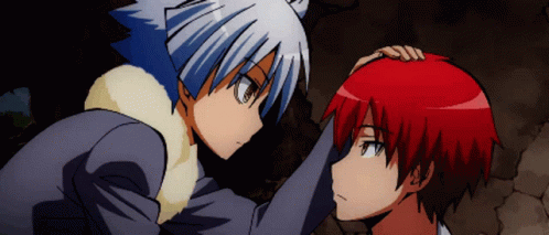 Two Anime Characters Are Touching Each Other 'S Hair GIF