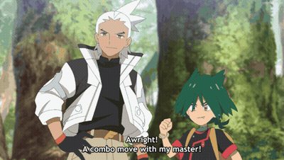 Two Anime Characters Awright A Combo Move With My Master GIF