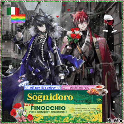 Two Anime Characters Beside Sognidoro Sign GIF