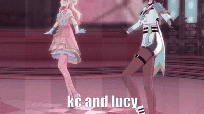 Two Anime Characters Dancing KC And Lucy GIF