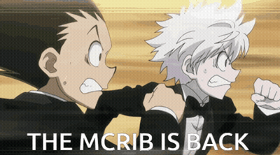 Two Anime Characters Fighting With The McRib Is Back GIF
