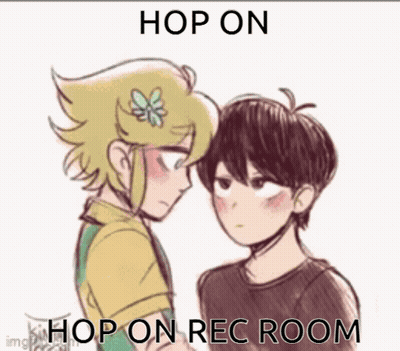Two Anime Characters Hop On Rec Room GIF