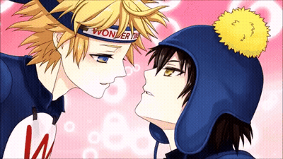 Two Anime Characters Looking With Wonder Headband GIF