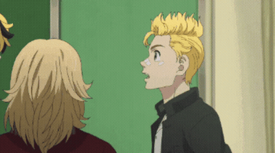 Two Anime Characters Next To Green Wall GIF