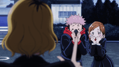 Two Anime Characters One Covering Mouth GIF