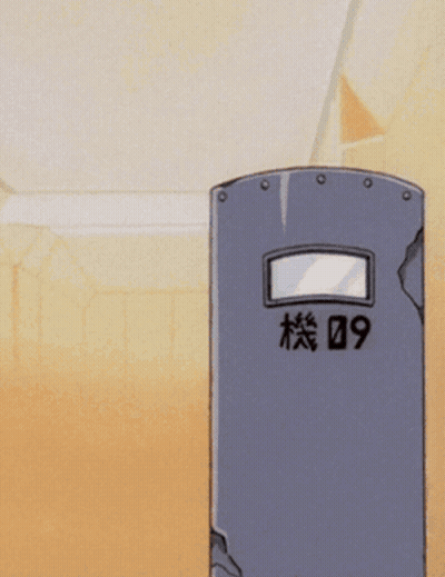 Two Anime Characters Peeking Behind Shield Saying 09 GIF