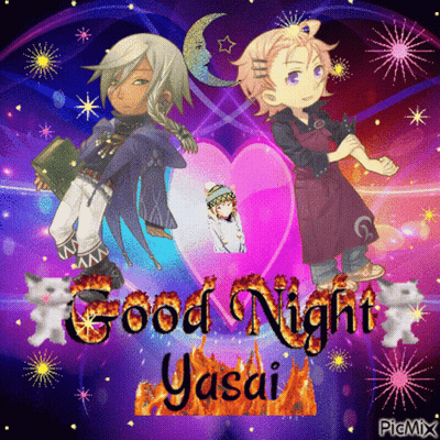 Two Anime Characters Saying Good Night Yasi GIF