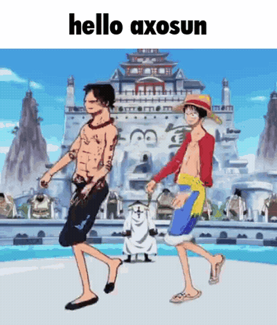 Two Anime Characters Saying Hello Axosun At Castle GIF