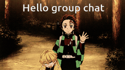 Two Anime Characters Saying Hello Group Chat GIF
