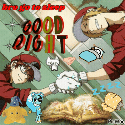 Two Anime Characters Shaking Hands Bro Go To Sleep Good Night GIF