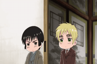 Two Anime Characters Standing Together GIF