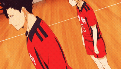 Two Anime Characters Standing Together GIF