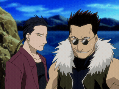 Two Anime Characters Standing Together GIF