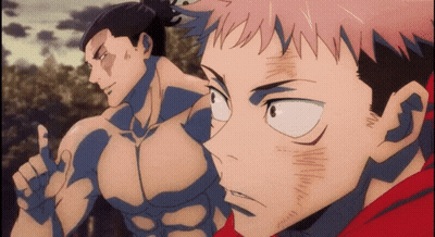 Two Anime Characters Standing Together GIF