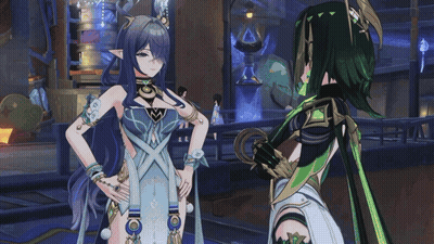 Two Anime Characters Standing Together GIF