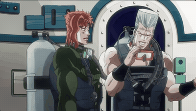 Two Anime Characters Standing Together GIF